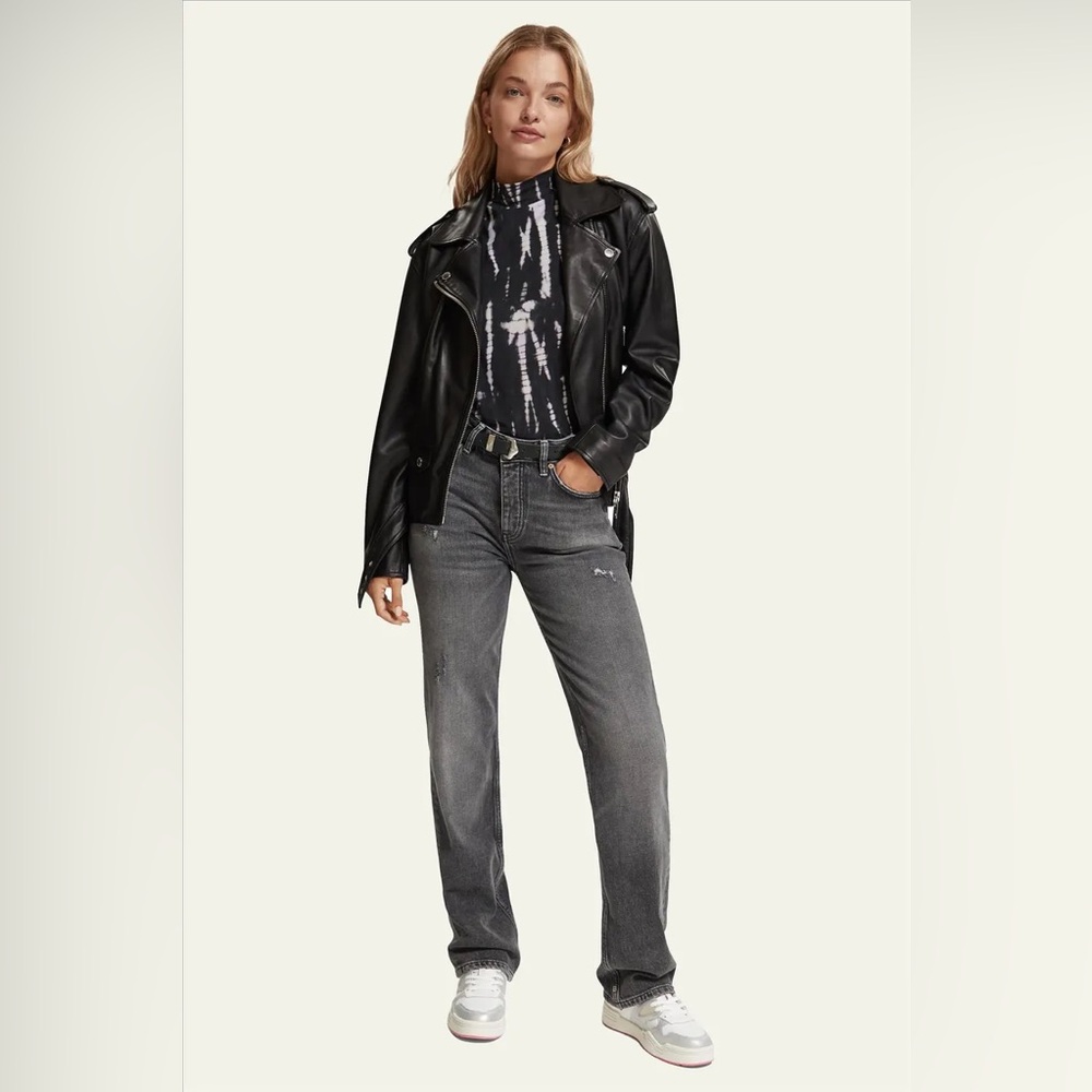 NWT Scotch and Soda The Sky Plus High Rise Straight Fit Washed Black Jeans